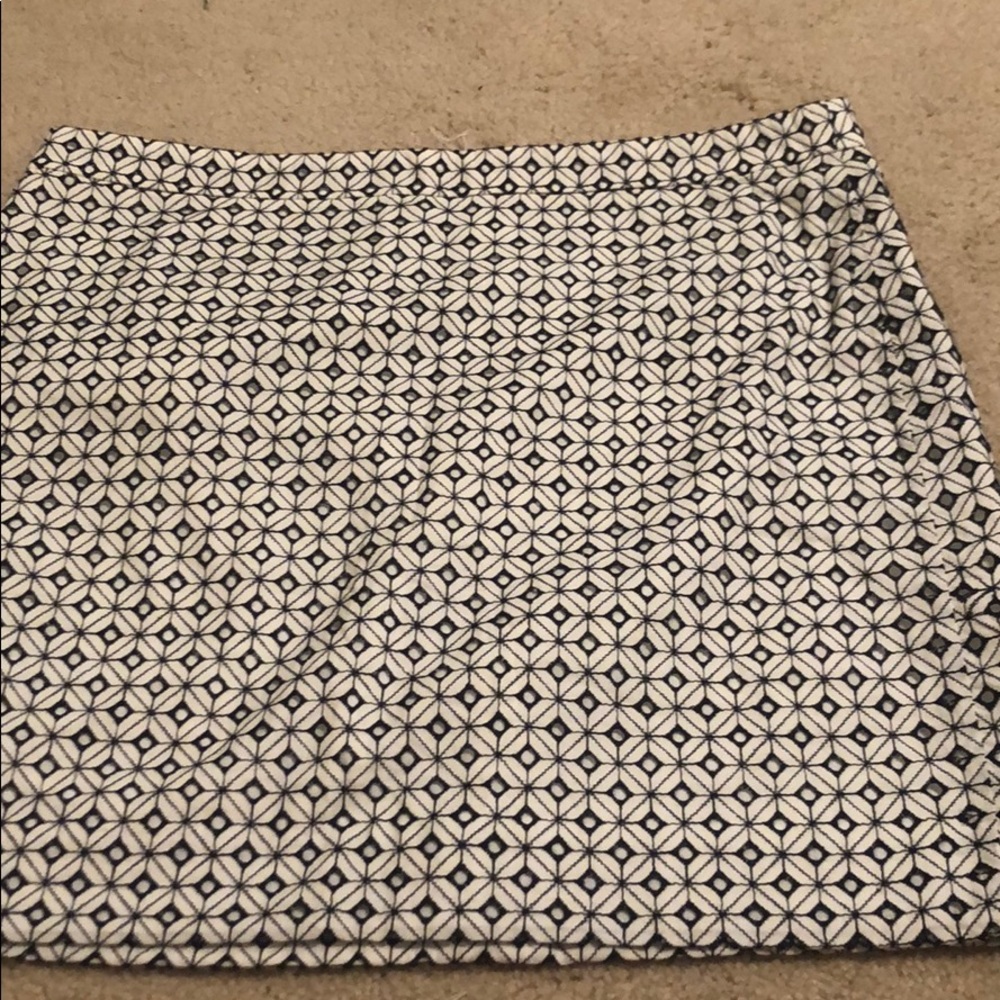 White and Navy eyelet mini skirt